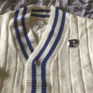 Womans PINK by Victoria’s Secret Cream and Blue Cardigan Sweater